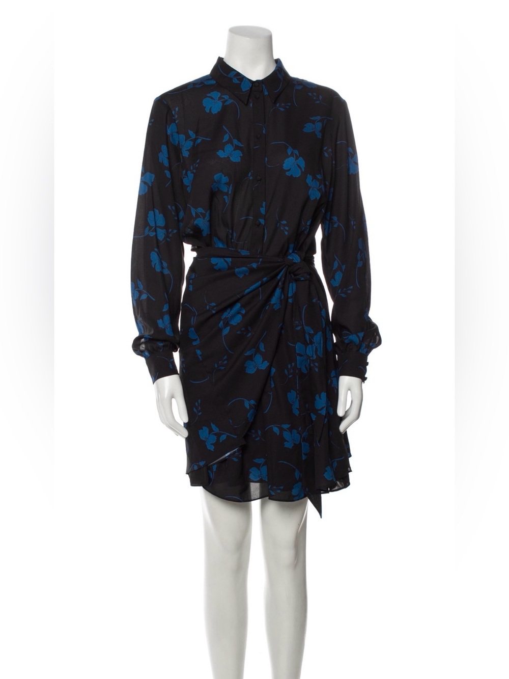 Parker Black Shirt Dress with Blue Floral Print